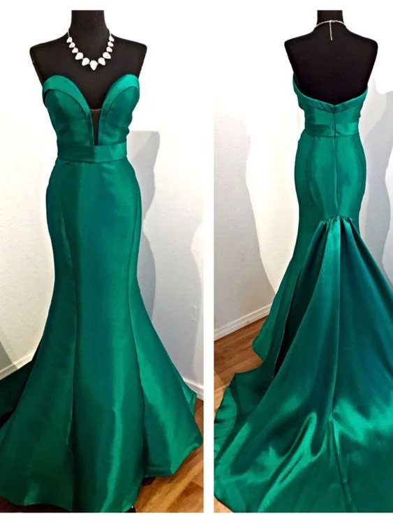 Clearance Items Hunter Green Prom Dresses Mermaid Sweetheart Sweep Train Long Sexy Satin Prom Dress JKL727 Clearance Items Hunter Green Prom Dresses Mermaid Sweetheart Sweep Train Long Sexy Satin Prom Dress JKL727
