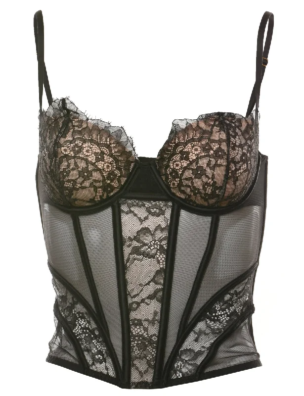 Anniversary Sale Black 1990s Classic Lace Bustier - XS