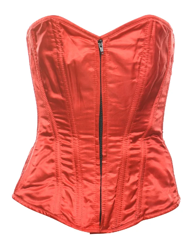 Hot Deal Black & Red Boned 1990s Satin Corset - S