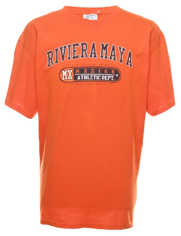 Markdowns Orange Riviera Maya Orange Printed T-shirt - XL