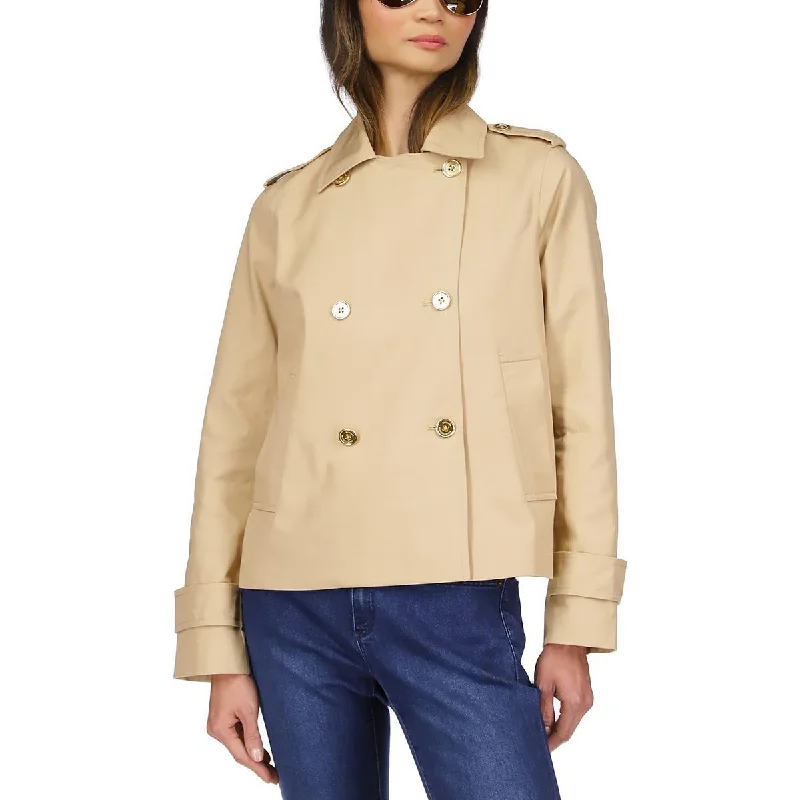 Savings Alert Petites Womens Twill Crop Pea Coat