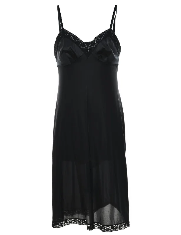 insulated coatBlack Lace Trim Slip Dress - S