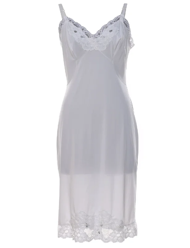 high-quality coatWhite Lace Classic Slip Dress - S