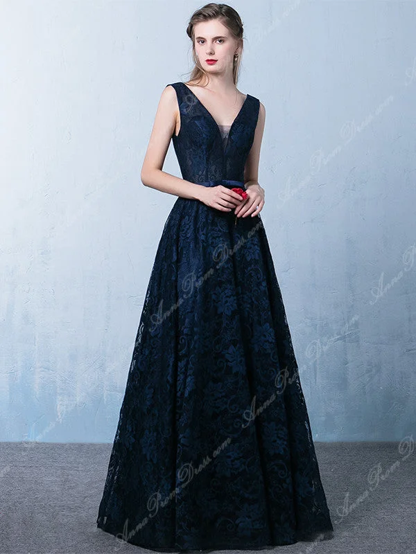 Midnight Sale Long Prom Dresses Straps Floor-length Lace Long Dark Navy Prom Dress Sexy Evening Dress JKL698 Midnight Sale Long Prom Dresses Straps Floor-length Lace Long Dark Navy Prom Dress Sexy Evening Dress JKL698