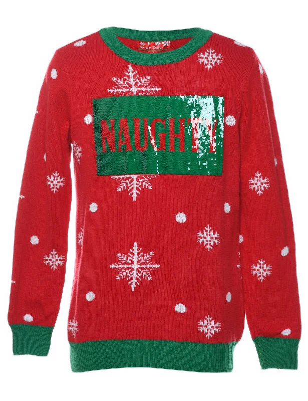 fitted coatRed & Green Sequined Christmas Jumper - M