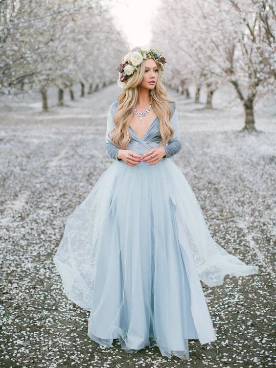 Daily Specials Long Sleeve Prom Dresses with Slit Aline V-neck Chic Long Simple Prom Dress JKL1287 Daily Specials Long Sleeve Prom Dresses with Slit Aline V-neck Chic Long Simple Prom Dress JKL1287