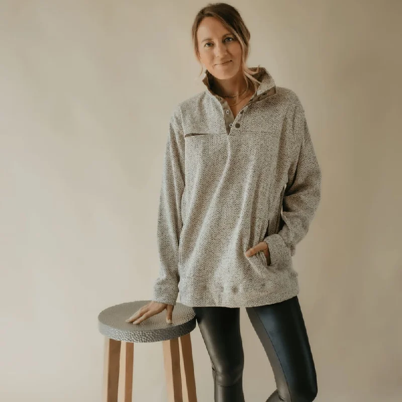 Value Deals sporty casual hoodieHerringbone Snap Pullover