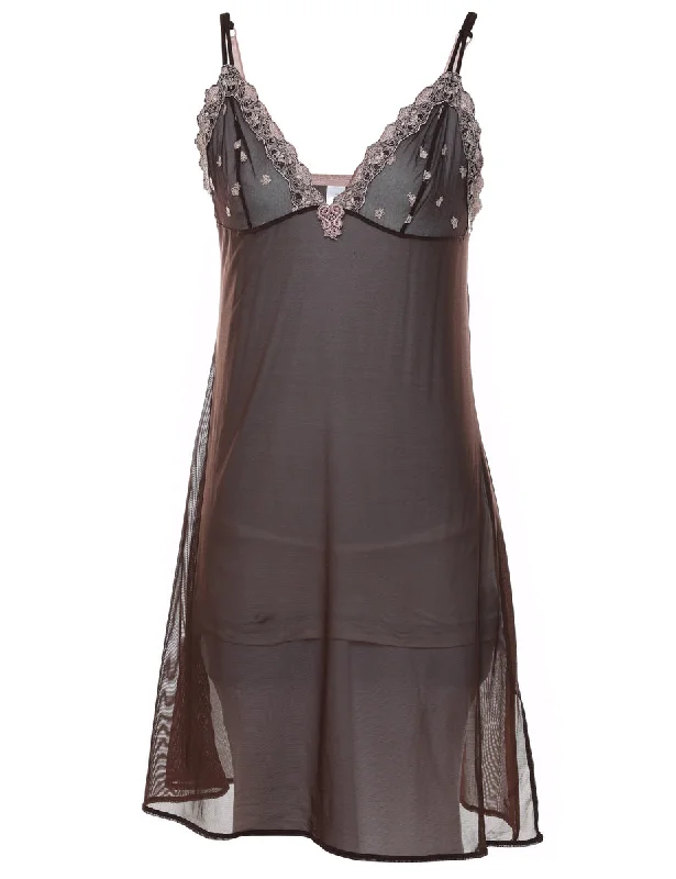 oversized puffer coatSheer Brown Lace Trim Babydoll - M