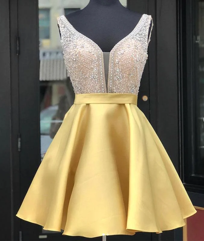 Amazing Deals Sexy Deep V neck Satin Beaded Homecoming Dress Open Back Red Short Prom Dress YDK1220 Amazing Deals Sexy Deep V neck Satin Beaded Homecoming Dress Open Back Red Short Prom Dress YDK1220