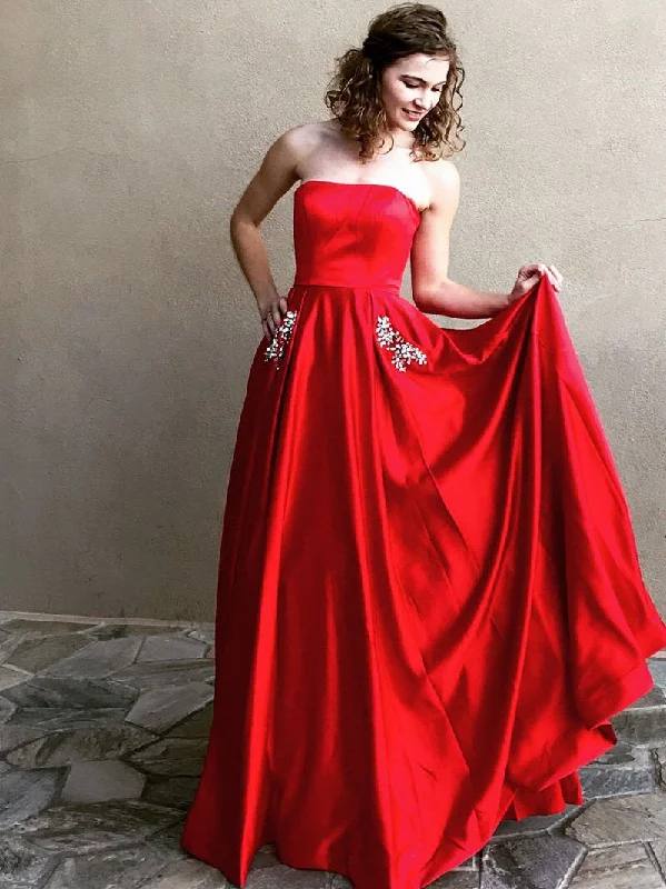 Shop and Save Long Prom Dresses Strapless A-line Rhinestone Long Satin Simple Prom Dress JKL764 Shop and Save Long Prom Dresses Strapless A-line Rhinestone Long Satin Simple Prom Dress JKL764