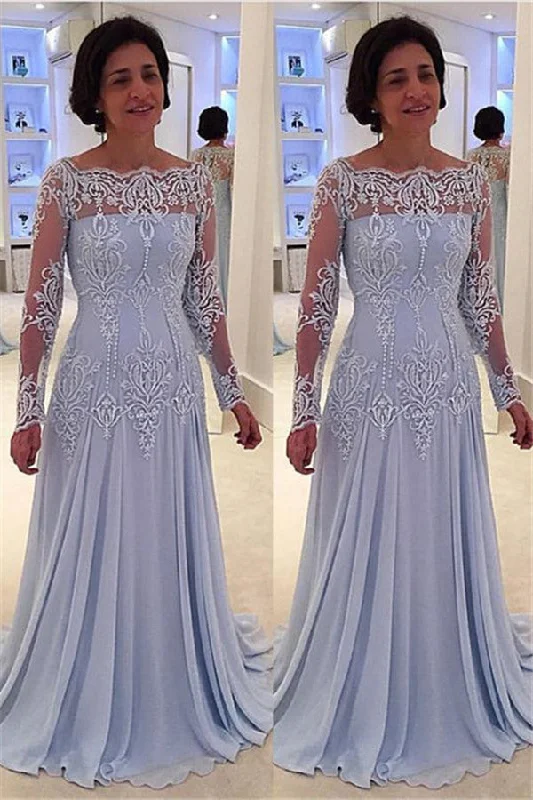 Early Access Elegant A-line Lace Long-Sleeve Mother-the-bride Dress