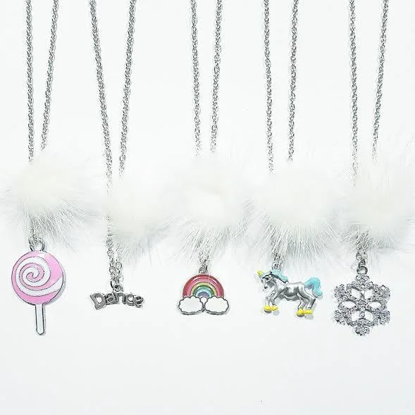 Customer Appreciation Sale wrap-around dressHeart Me White Fur Pom Necklaces