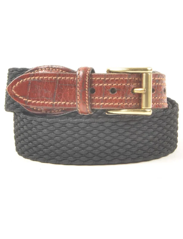 chic wool coatBlack Woven Belt - M