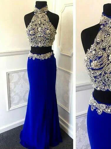 Overstock Two Piece Prom Dresses High Neck Floor-length Sexy Prom Dress Long Evening Dress JKL796 Overstock Two Piece Prom Dresses High Neck Floor-length Sexy Prom Dress Long Evening Dress JKL796