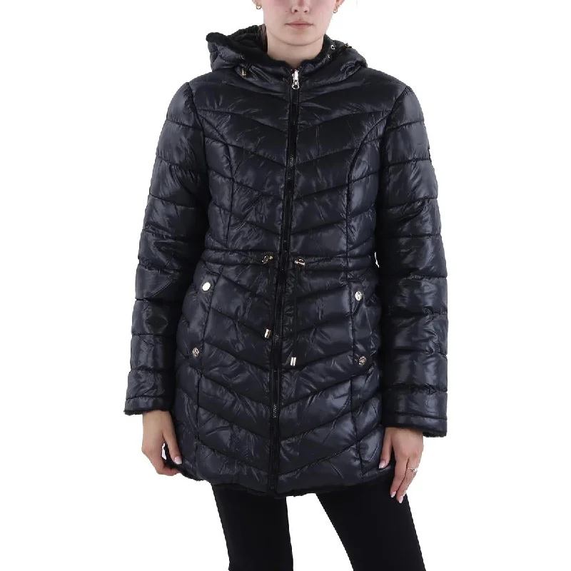 chic outerwearWomens Insulated Faux Fur Lined Puffer Jacket