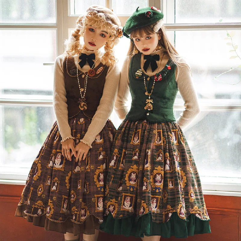 floral wrap dressMiss Point~Christmas Preppy Style Velvet Lolita SK Vest Set